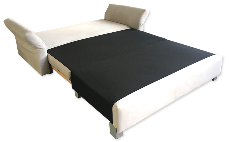 Piccola ist unser kleines Sofa das sich rasch zum Doppelbett verwandelt. 