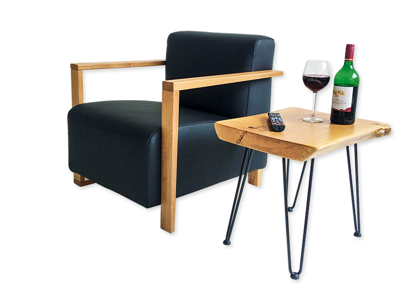 So könnte der minimalistische und edle Sessel Noel bei Ihnen aussehen.