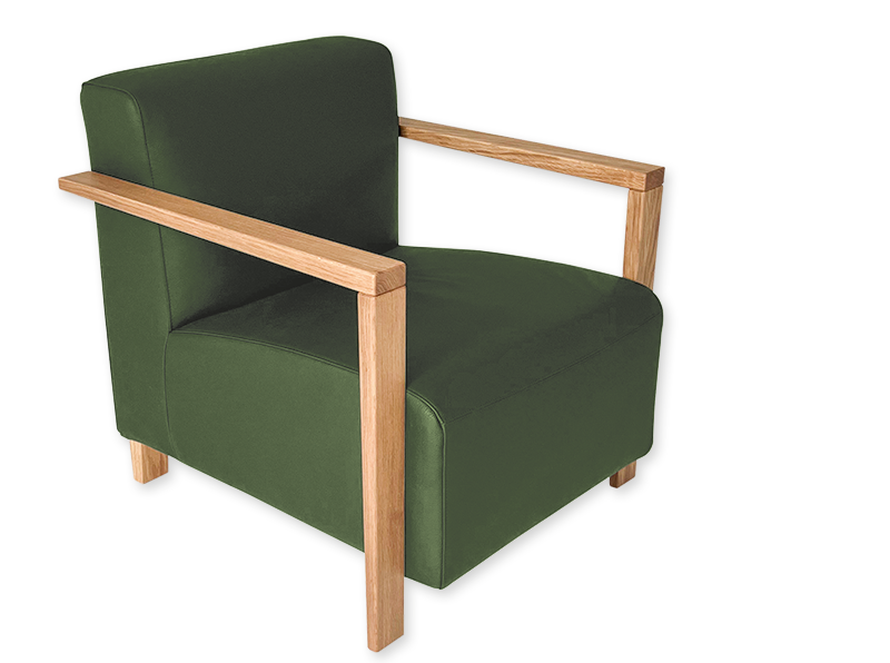 Der minimalistische und edle Sessel Noel in einem schicken grün