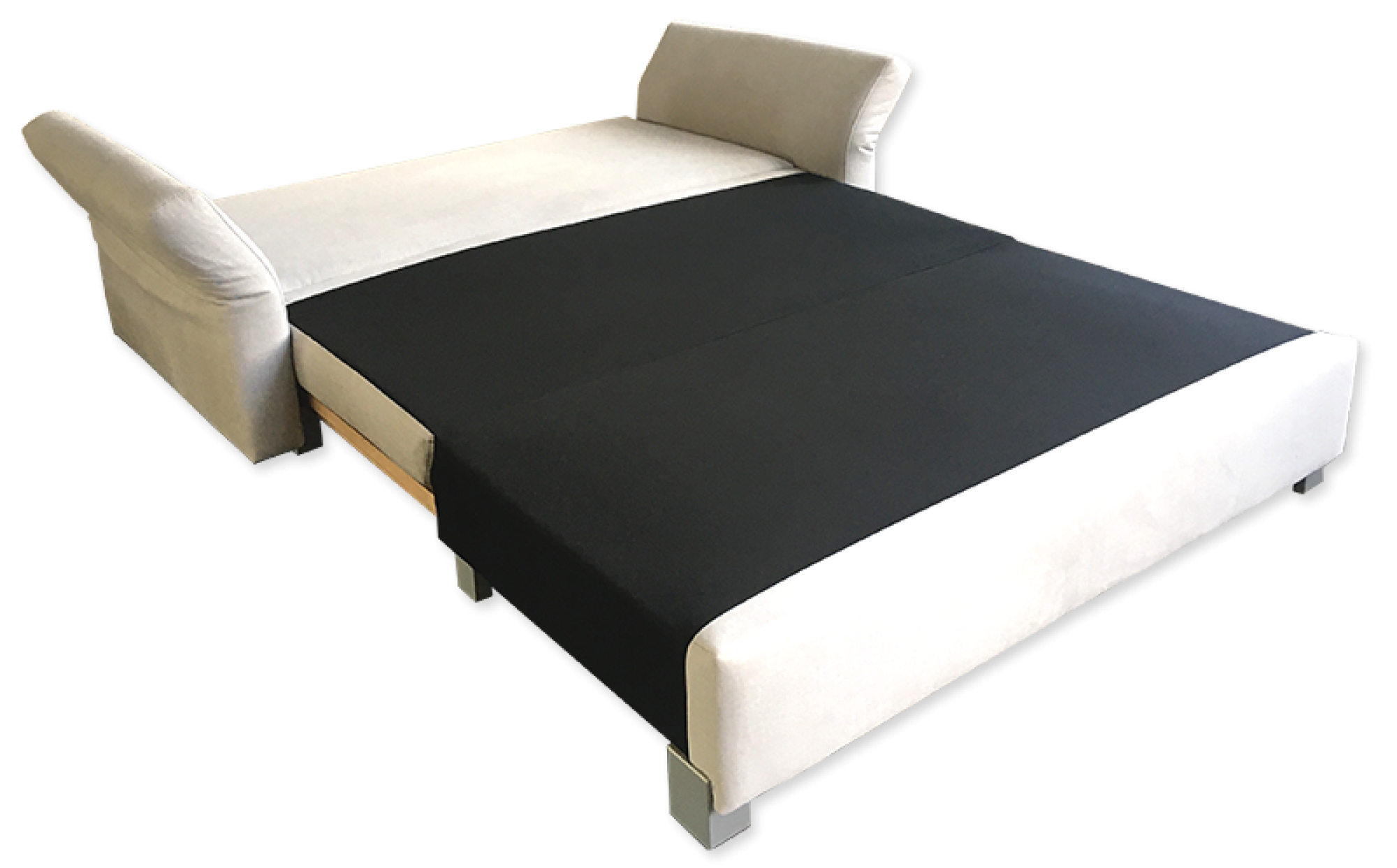 Piccola ist unser kleines Sofa das sich rasch zum Doppelbett verwandelt. 